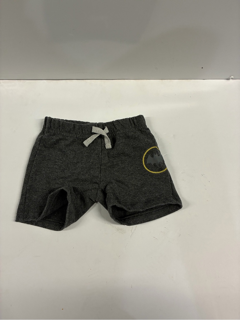DC Charcoal Gray Knit Shorts with Yellow Logo Accent